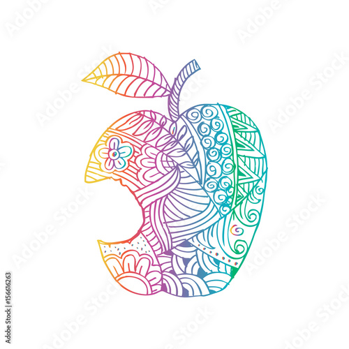 Apple. Hand Drawn Decorative Fruit. 