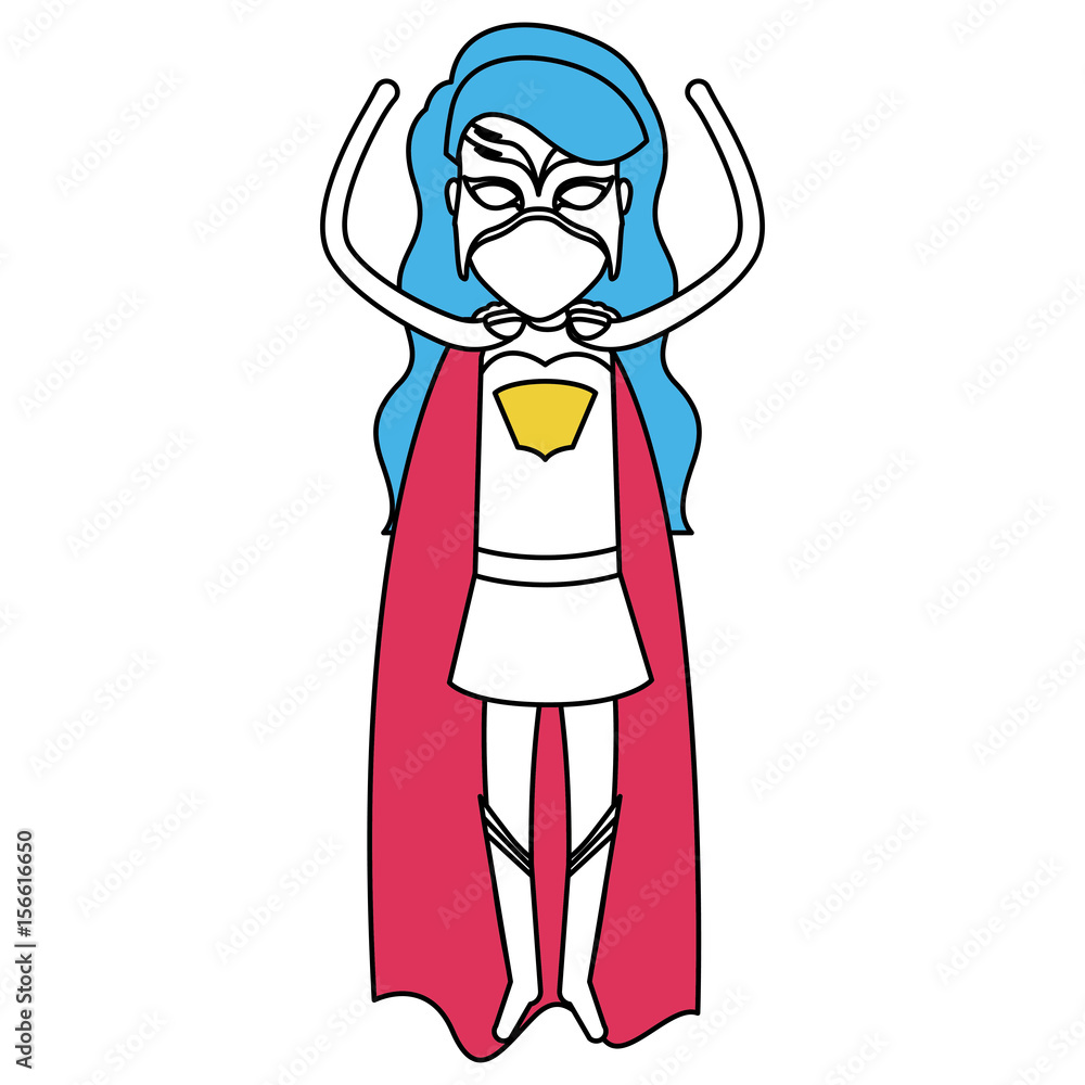 color silhouette with superhero woman flying with the arms up color silhouette with superhero woman flying with the arms up