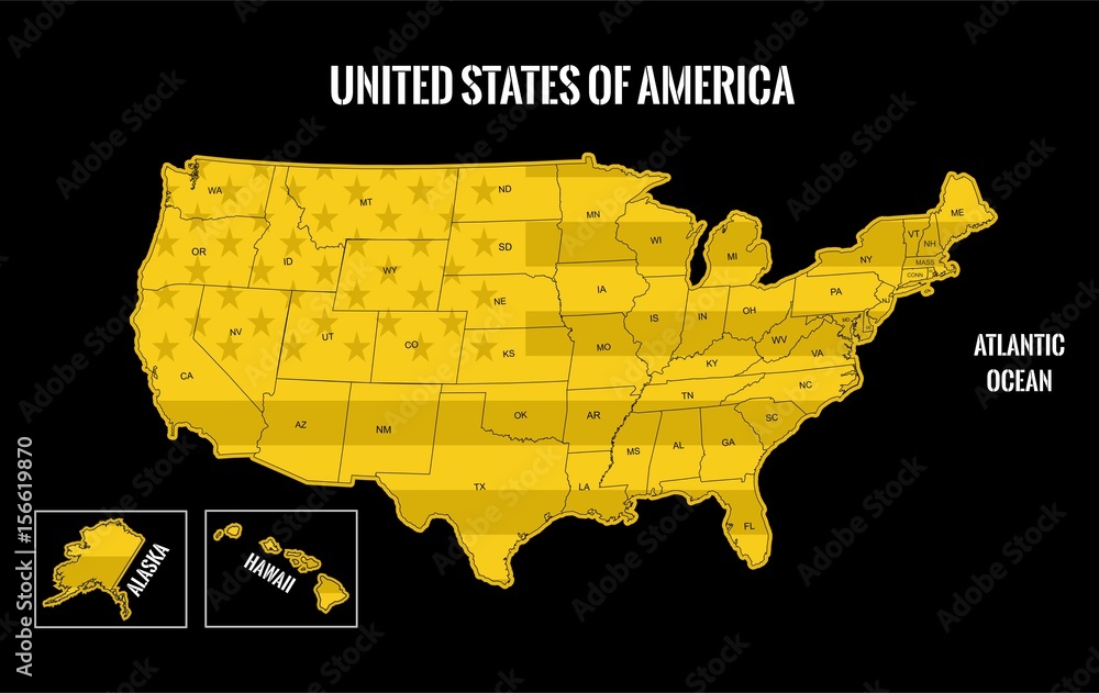 usa map gold Stock Vector