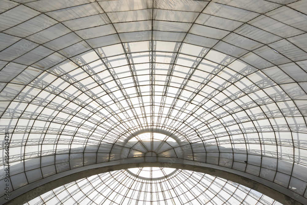 greenhouse symmetrical dome curved structure seen from below