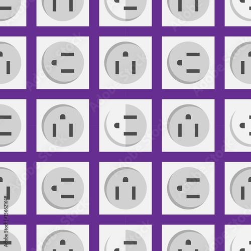 Electric outlet energy socket electrical plug european appliance interior vector seamless pattern.