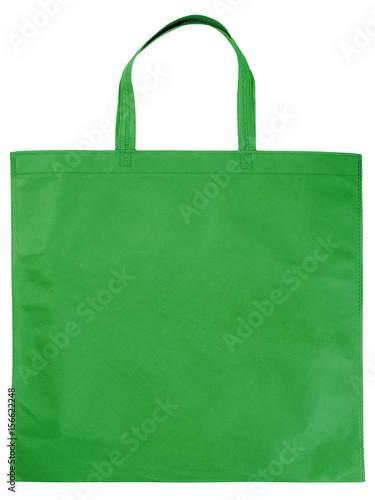 Sample green non-woven bag isolated on white 