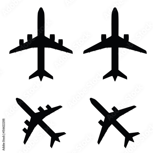 airplane in black color set illustration