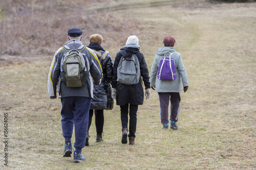 Group of hikers in a walk in nature
