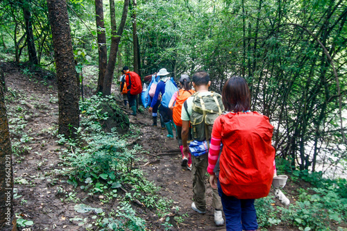 Trekkers in the forest Thailand