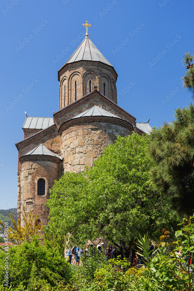 Metekhi Church of the Dormition of the virgin. Famous landmark in Tbilisi, Georgia. Metekhi Church of the Dormition of the virgin. Famous landmark in Tbilisi, Georgia.