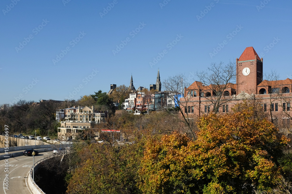 Washington DC, a view from Georgetown in autumn