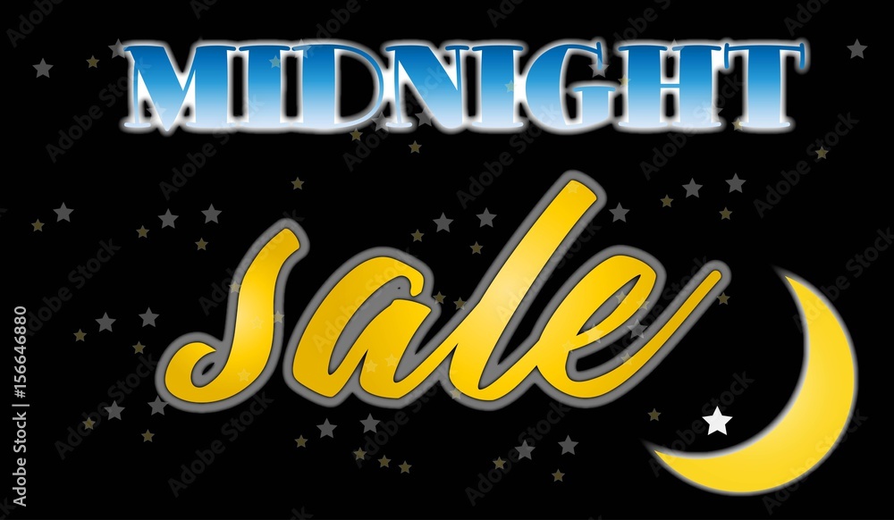 Abstract Midnight Sale Concept with moon in Dark sky