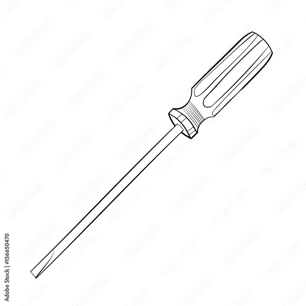 Vector of Flat Head Screwdriver. Black and white. EPS8 . Vector of Flat Head Screwdriver. Black and white. EPS8 .