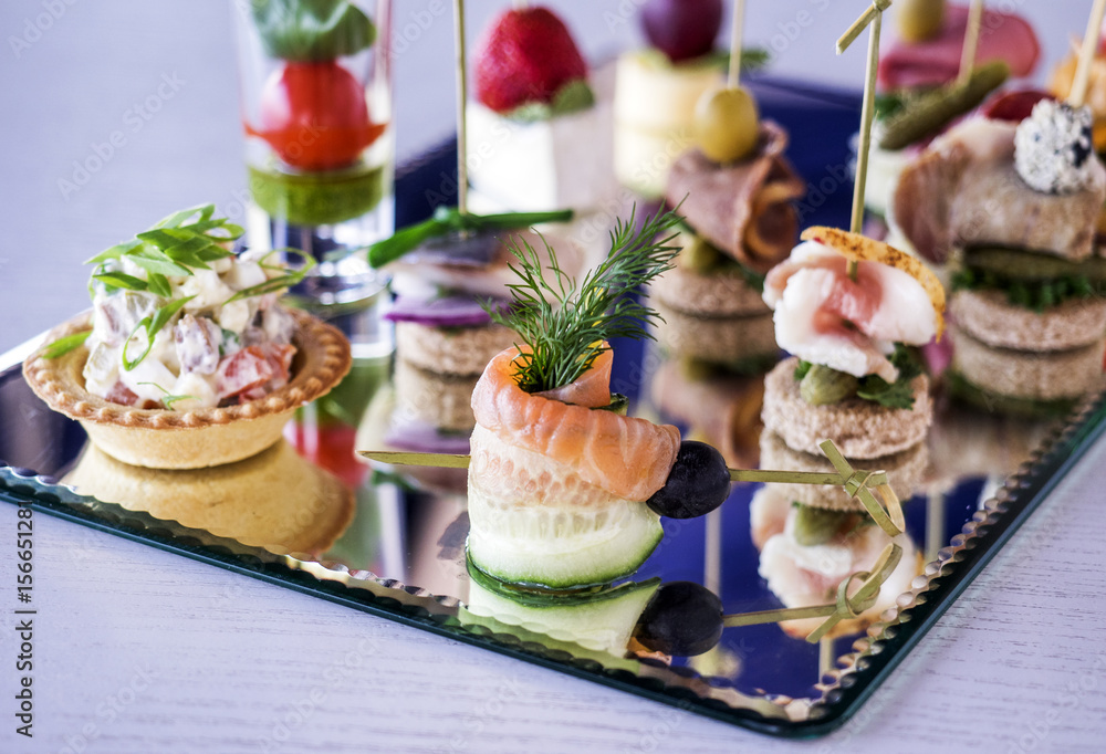 Set of different canapes