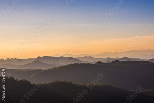 Layers of mountains in the evening