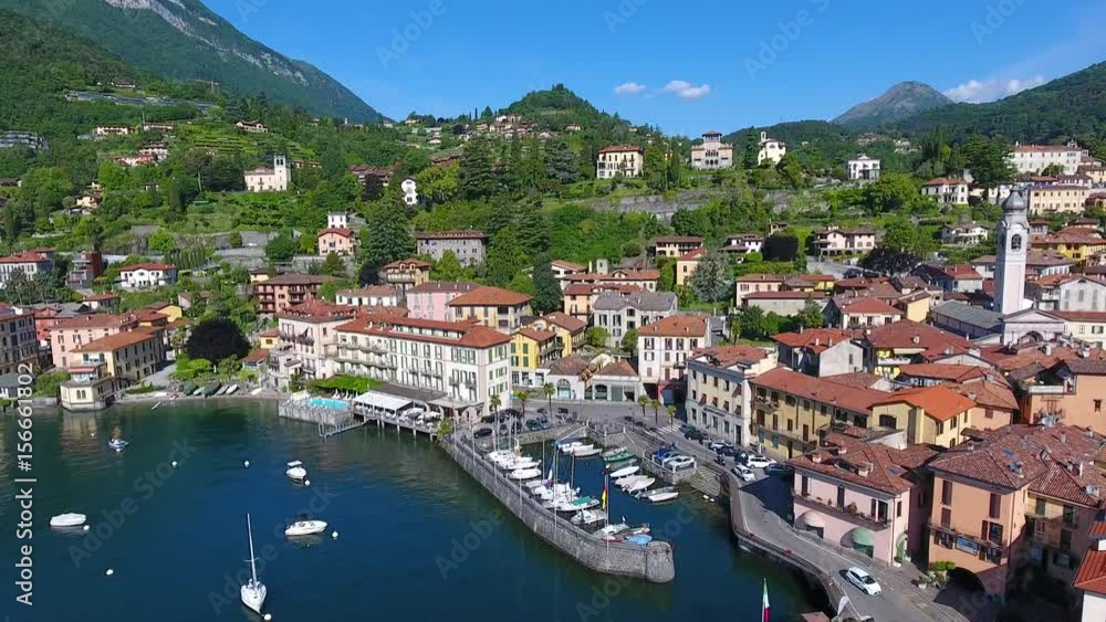 Port of Menaggio - Como lake in Italy (Aerial view) Port of Menaggio - Como lake in Italy (Aerial view)