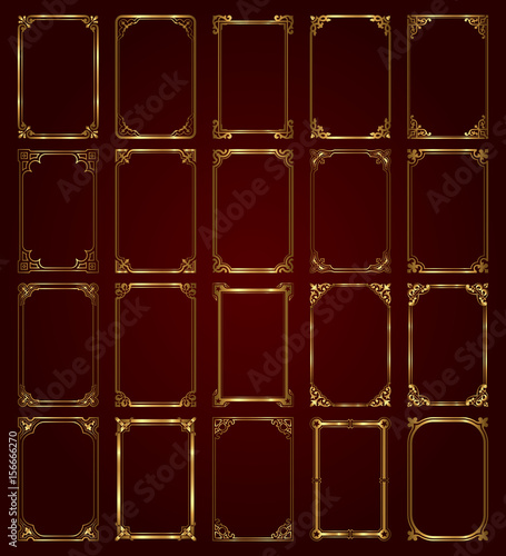 Large collection of golden calligraphic frames in vintage and retro style