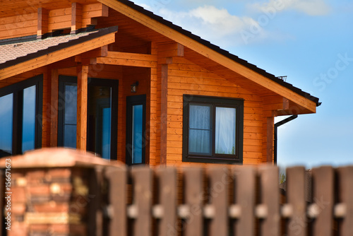 Part of the facade of a wooden house