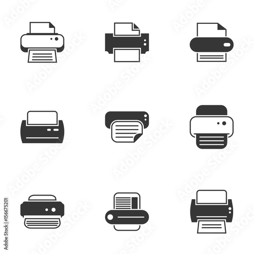 Icons for theme Printer. White background