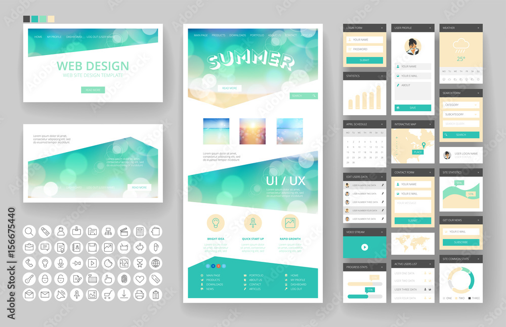 Website design template and interface elements Website design template and interface elements