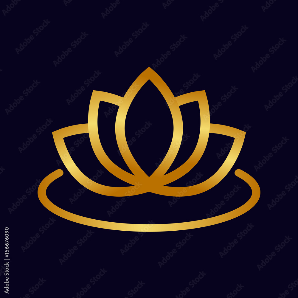 cartoon lotus outline gold vector cartoon lotus outline gold vector