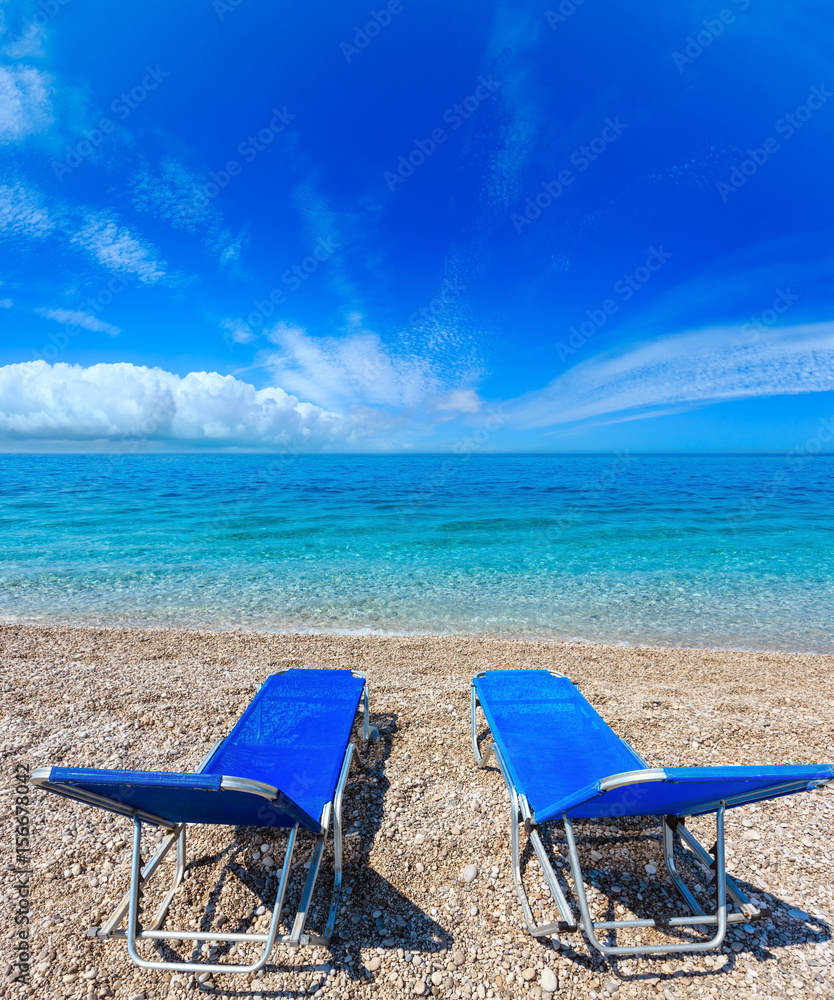 Summer morning beach.