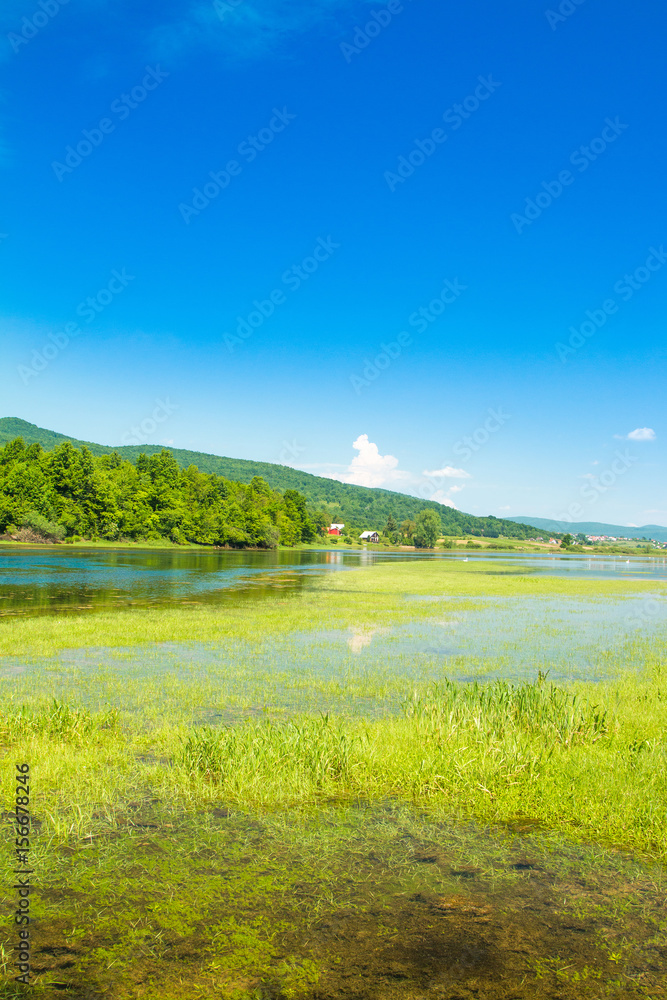      Beautiful lake Sabljaki near Ogulin in Lika, Croatia, in spring 