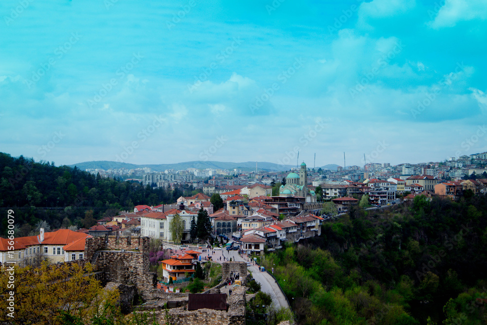 Veliko Tarnovo city, old capital of Bulgaria, Europe. Spring season.