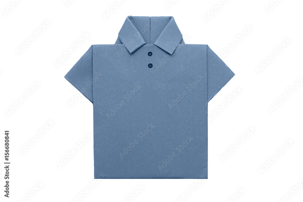 isolated blue paper folded in shirt shape isolated blue paper folded in shirt shape