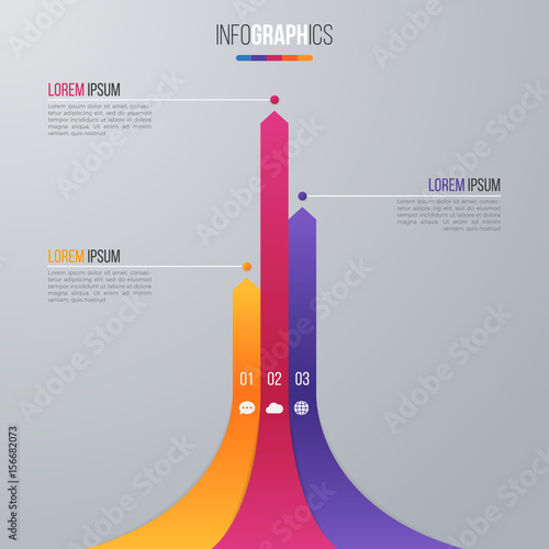 Bar chart infographic template for data visualization with 3 options.