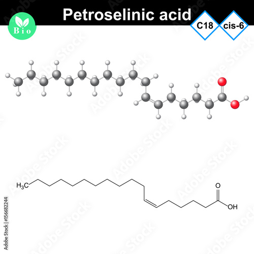 Petroselinic unsaturated fatty acid molecule