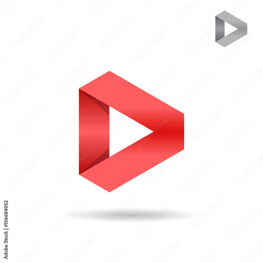 Red play sign, triangle abstract shape Red play sign, triangle abstract shape