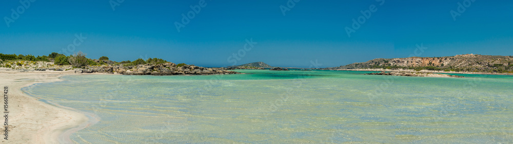 Greece, Crete Elafonisi beach and water view panorama