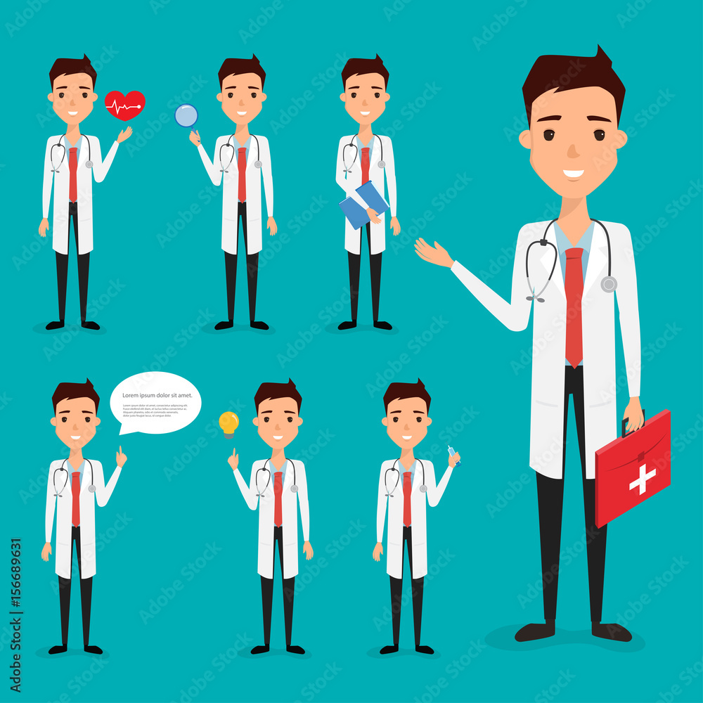 Doctor presenting in occupation character. illustration vector of a flat vector design. Doctor presenting in occupation character. illustration vector of a flat vector design.