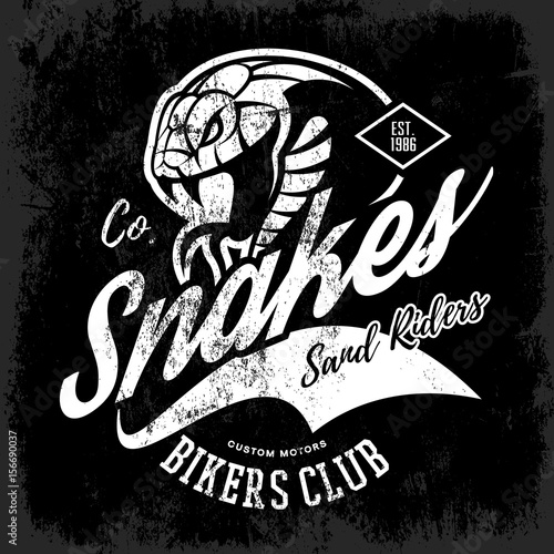 Vintage American furious green snake bikers club tee print vector design. Street wear mascot t-shirt emblem.
Premium quality wild animal superior logo concept illustration.