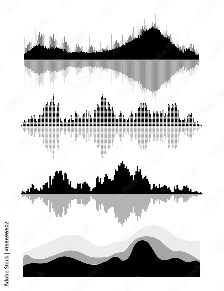 Fototapeta premium Vector music sound waves set. Audio digital equalizer technology, console panel, pulse musical.