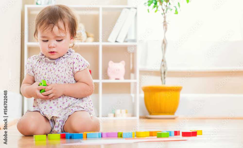 Cute toddler girl playing with her toys Cute toddler girl playing with her toys