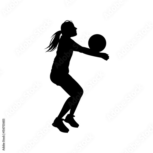 female volleyball player with a ball vector illustration