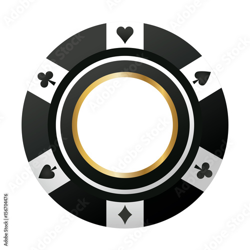 poker chip casino game black icon vector illustration