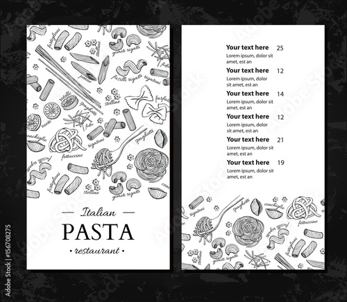 Italian pasta restaurant vector menu. Hand drawn engraved banner. Great for banner, flyer, card,