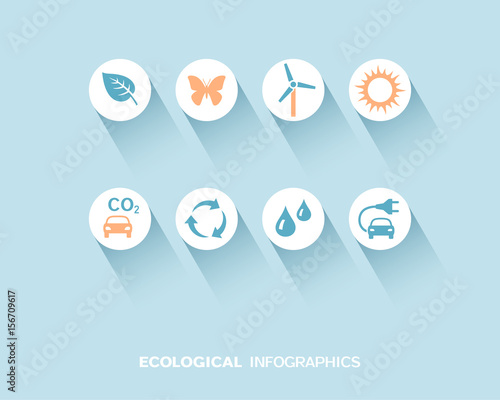 Ecological infographic with flat icons set