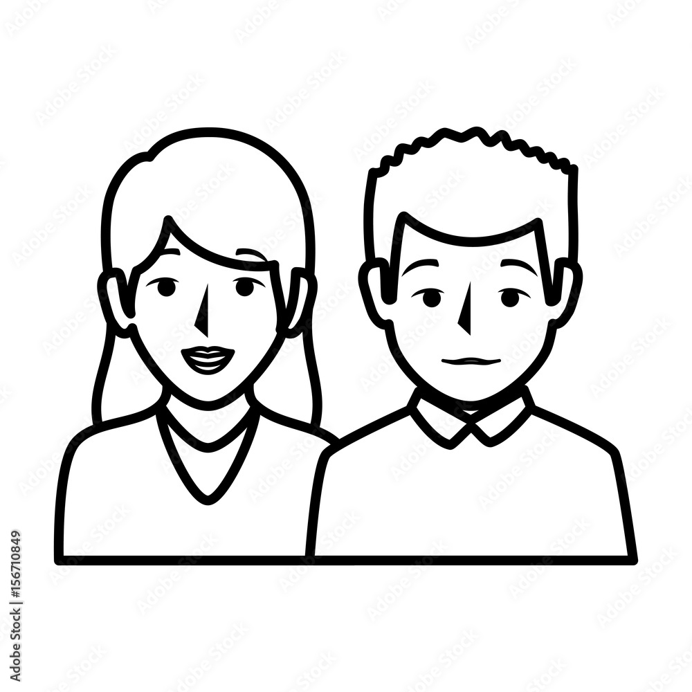 young couple avatars characters vector illustration design young couple avatars characters vector illustration design