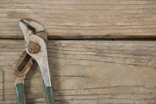 Close up of old metallic pliers