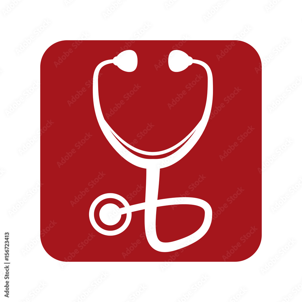 label medical stethoscope to check cardiac heartbeat, vector illustration label medical stethoscope to check cardiac heartbeat, vector illustration