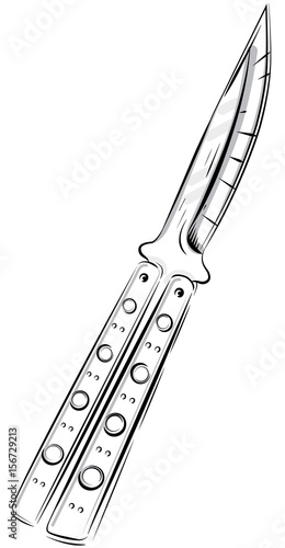 vector illustration butterfly knife balisong