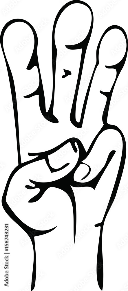 Cartoon Hand Line Drawing 3 Fingers Cartoon Hand Line Drawing 3 Fingers