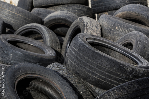 old tires used worn for recycling