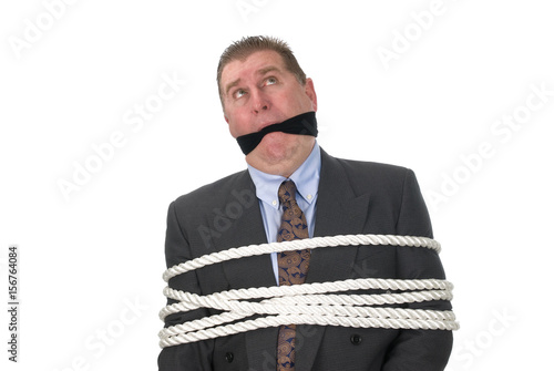 A tied up businessman