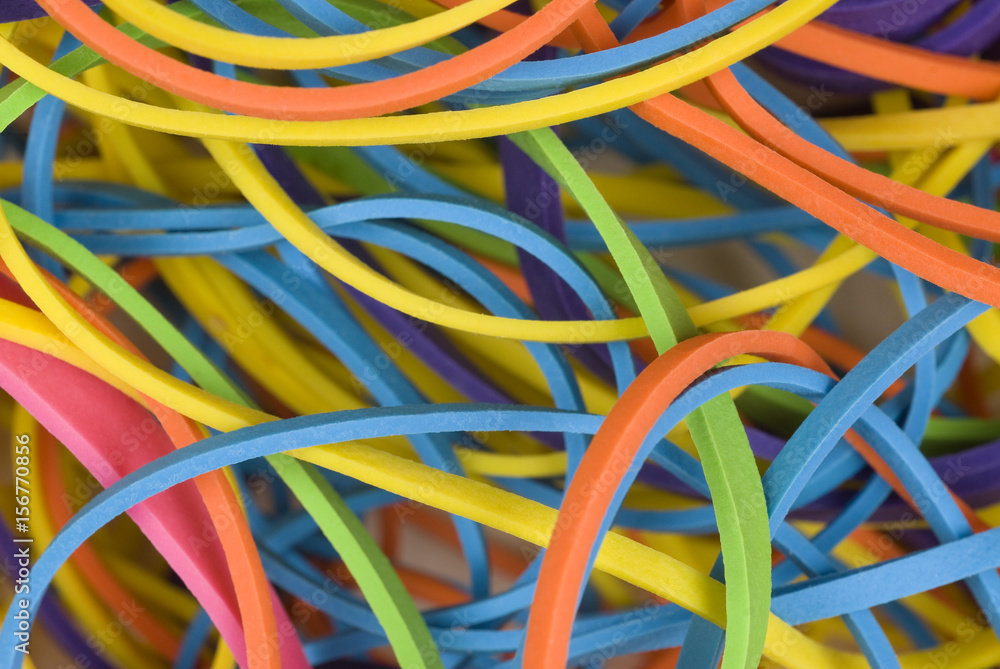 Close up of rubber bands Close up of rubber bands