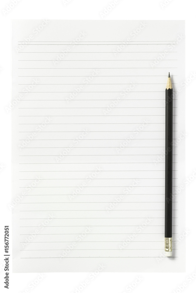 blank paper sheet with pencil isolated on white background blank paper sheet with pencil isolated on white background