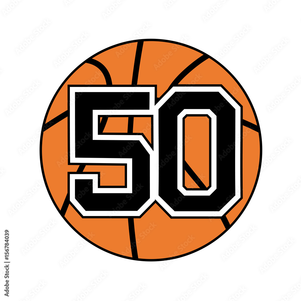ball of basketball symbol with number 50 ball of basketball symbol with number 50
