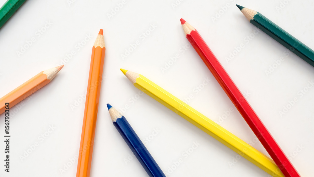 close up color pencil topsy-turvy on white background close up color pencil topsy-turvy on white background