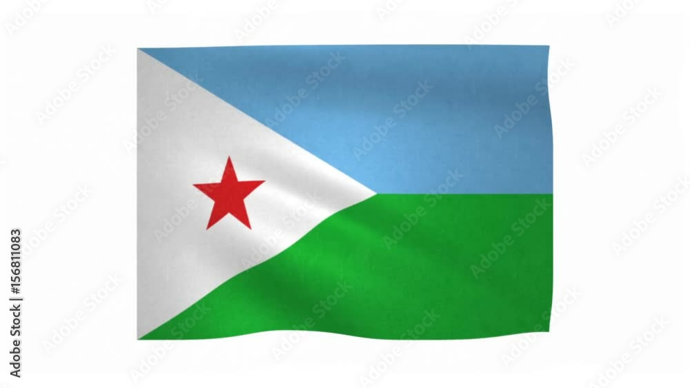 Flag of Djibouti waving on white background Flag of Djibouti waving on white background