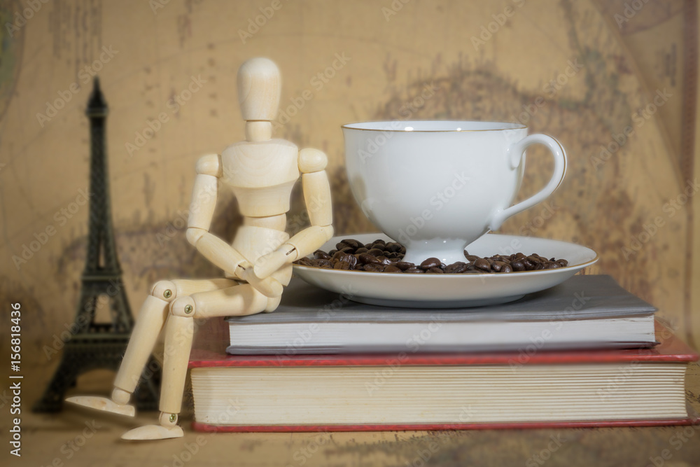 Cup coffee on books Cup coffee on books